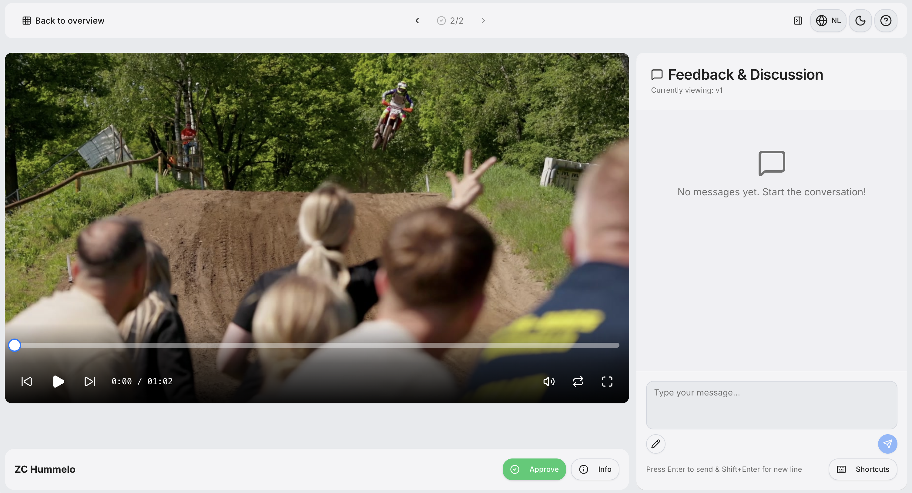 Videobeoordeling met feedback in het klantportaal